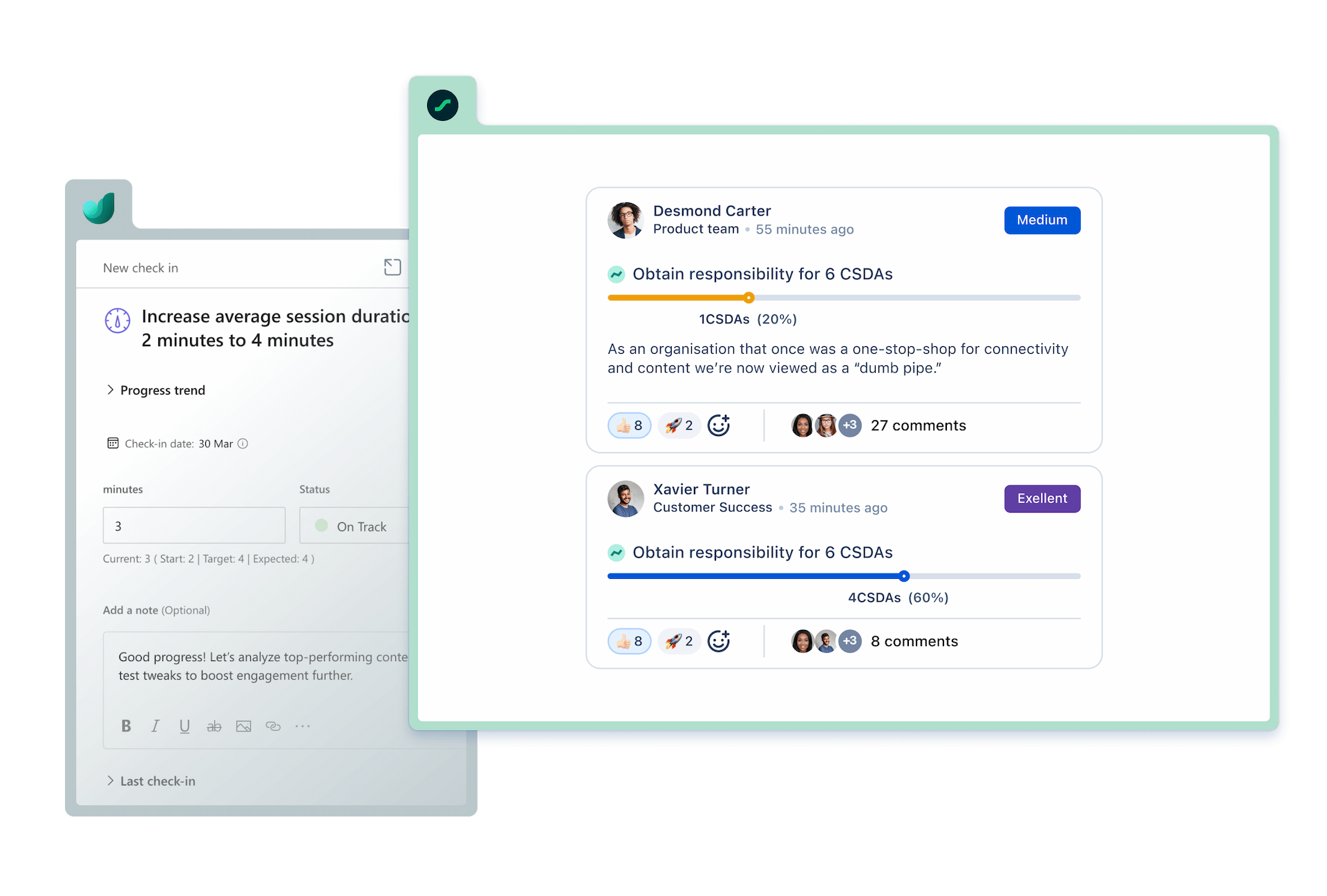 Check-ins and comments visual