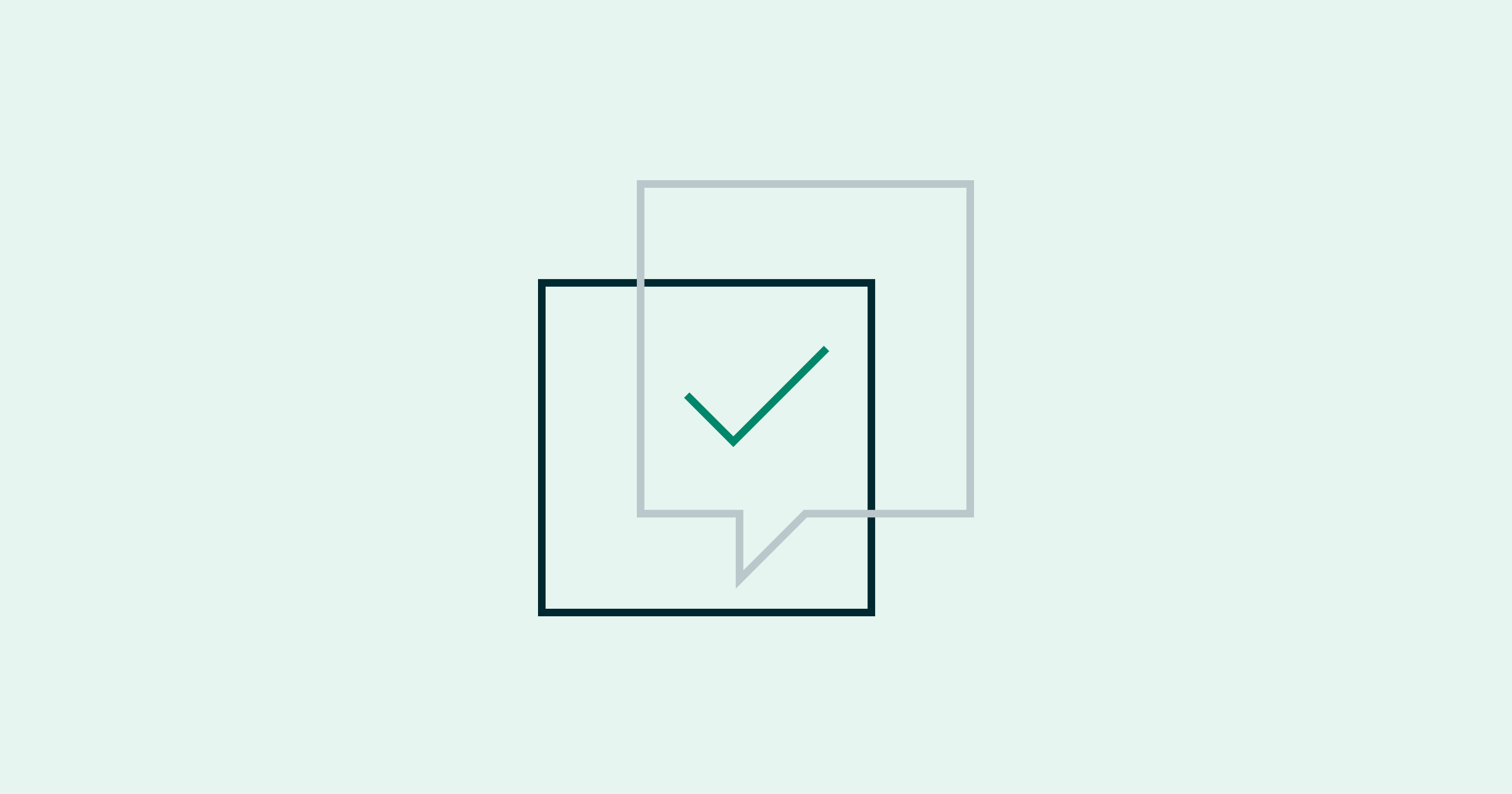 An illustration of a diagram with a speech buuble and tick representing using AI for decision making